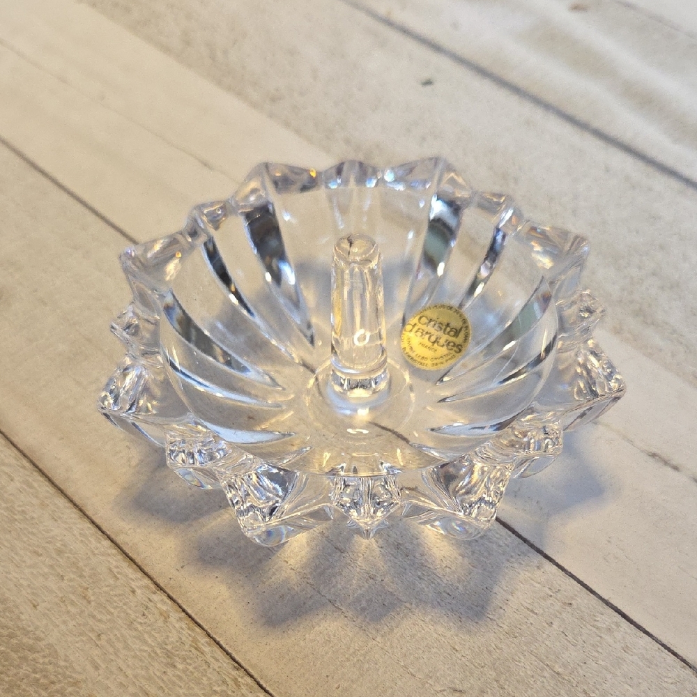 Vintage Cristal D'Arques Genuine Lead Crystal 24% Ring Holder Made In France